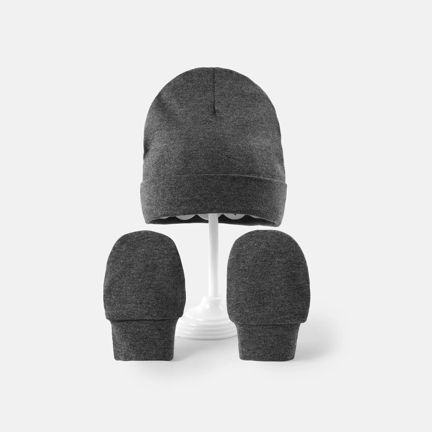 

2-piece Baby Solid Color Cotton Anti-scratch Glove & Beanie Hat Set