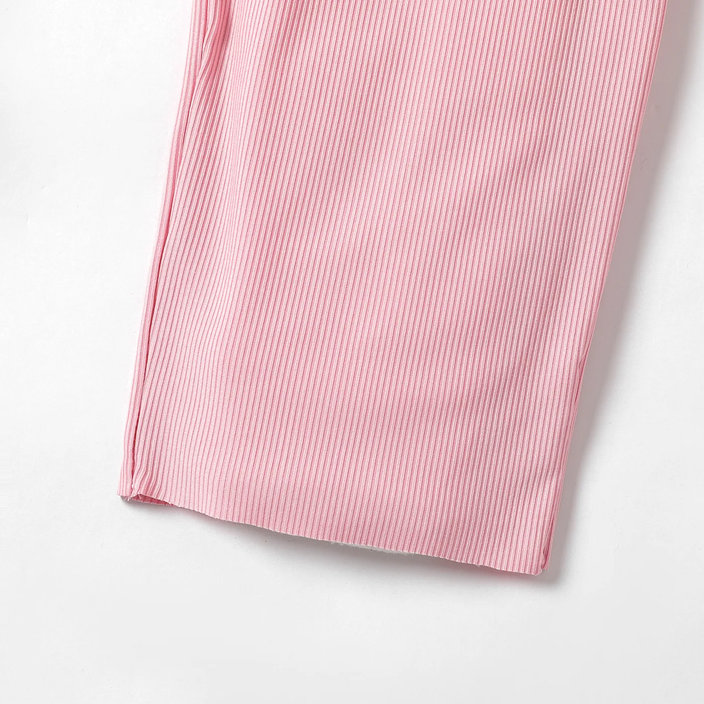 Kid Girl 3D Bowknot Design Solid Color Elasticized Straight Pants Pink image 5