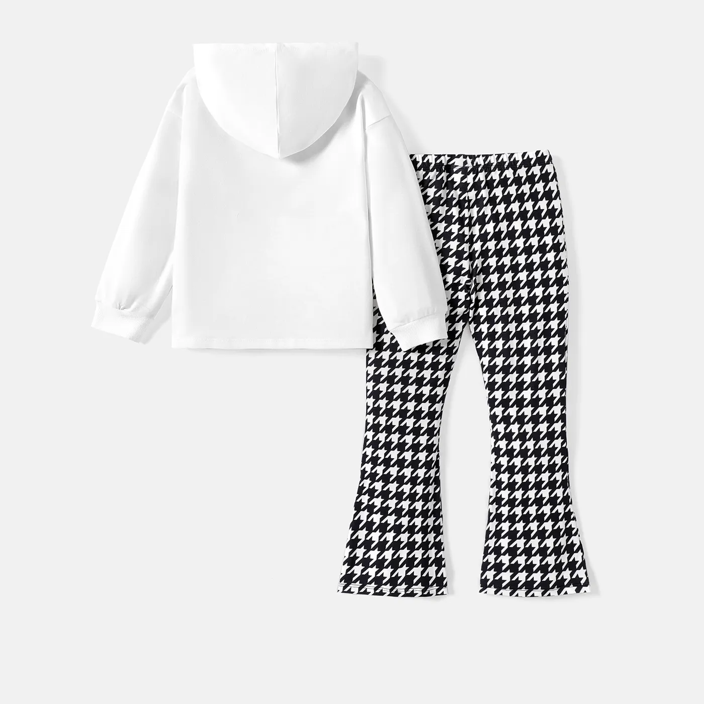 L.O.L. SURPRISE! 2pcs Kid Girl Character Print Hoodie Sweatshirt and Houndstooth Flared Pants Set BlackandWhite image 3
