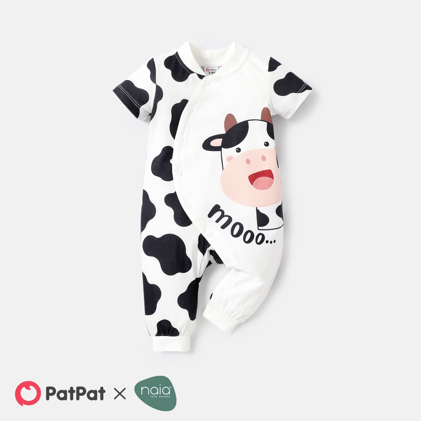 

Naia™ Baby Boy Short-sleeve Letter & Cow Print Jumpsuit