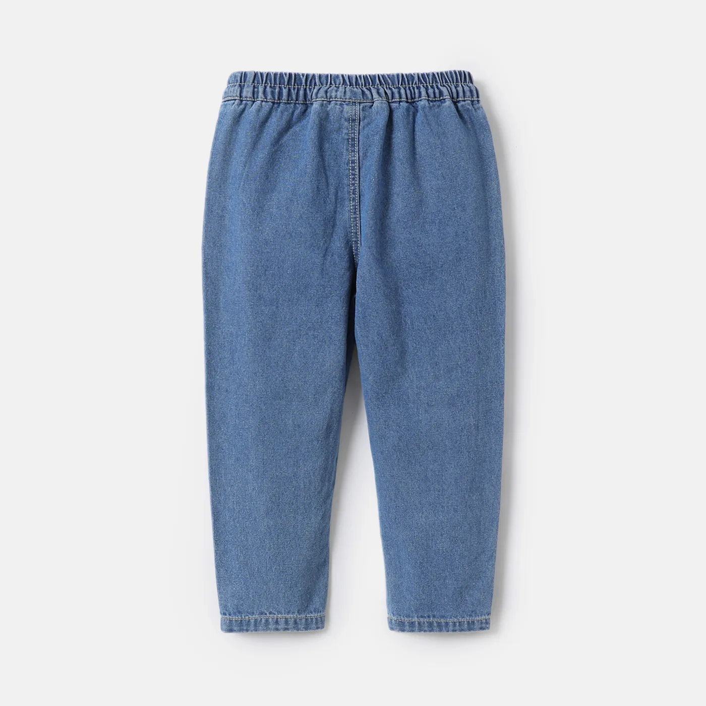 Toddler Girl Heart Embroidered Elasticized Cotton Denim Jeans  image 2