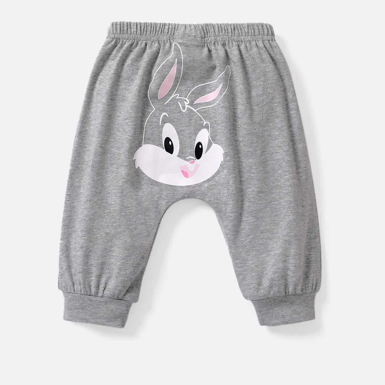 looney tunes pantaloni della tuta in cotone con stampa animalier da neonato/bambina grigio screziato big image 1