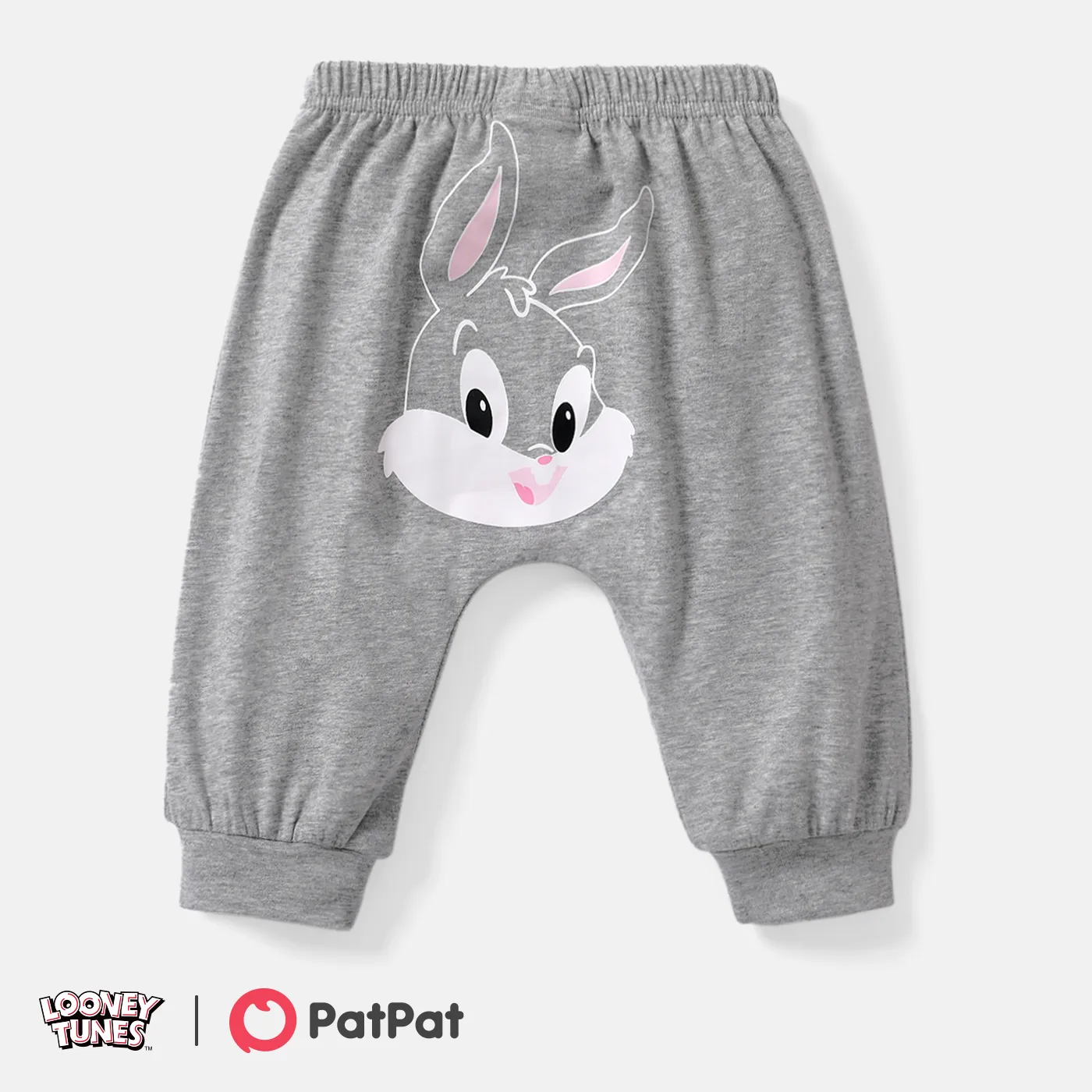 Looney Tunes Baby Boy/Girl Cartoon Animal Print Cotton Sweatpants Flecked Grey