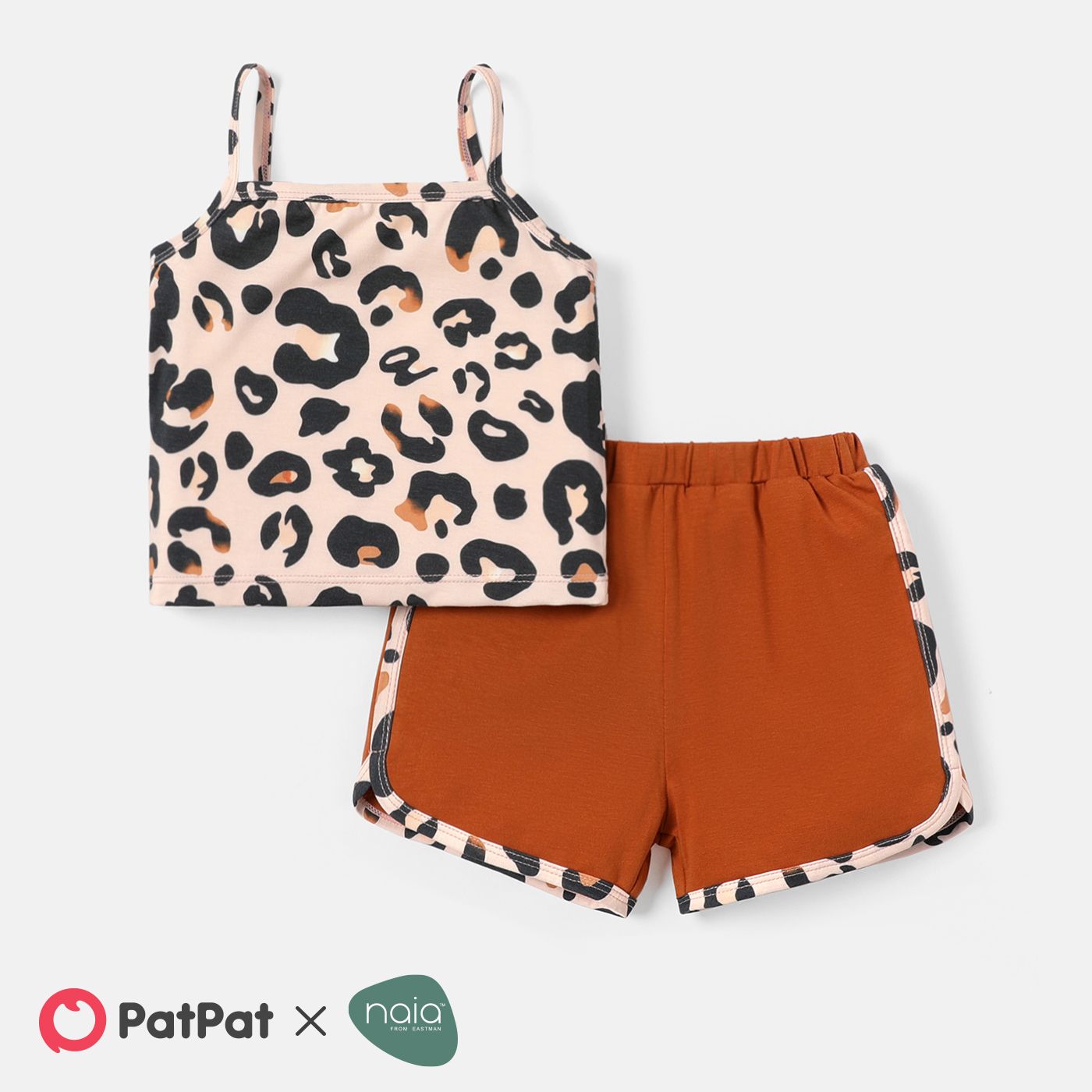 

2pcs Baby Girl Leopard Print Naia™ Cami Top and Shorts Set