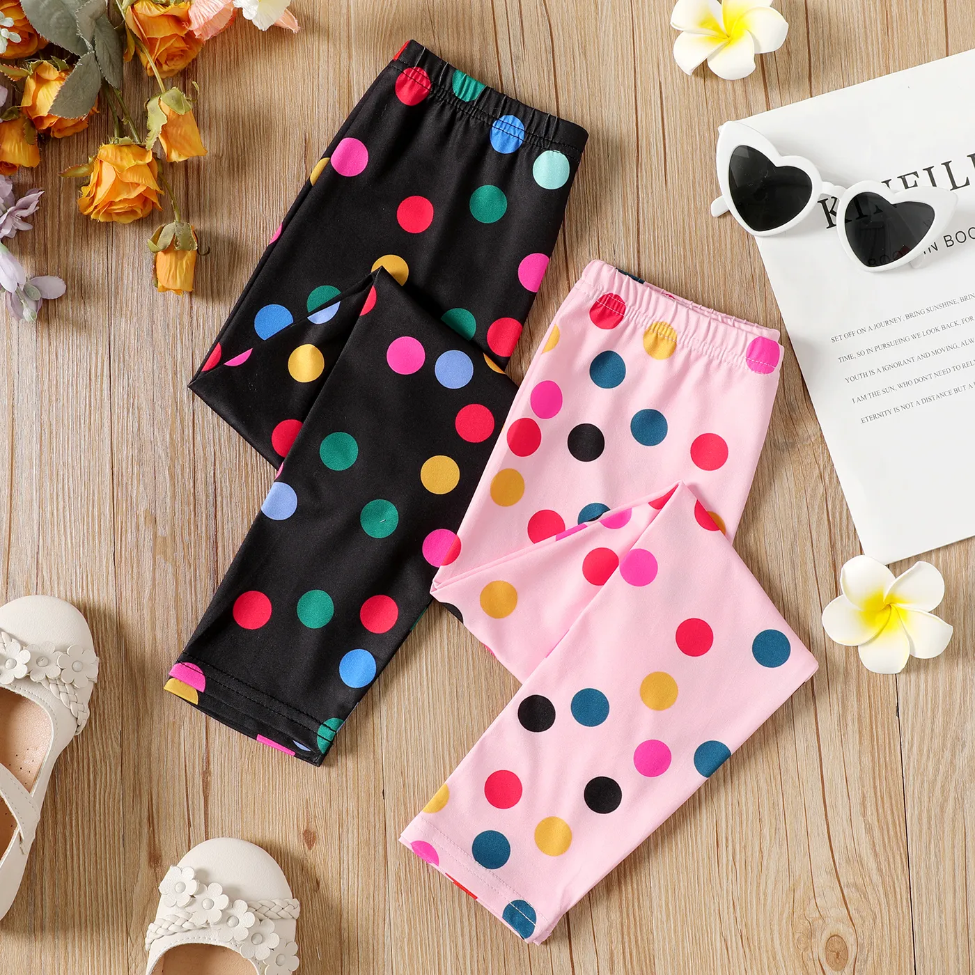 Kid Girl Polka dots Elasticized Leggings