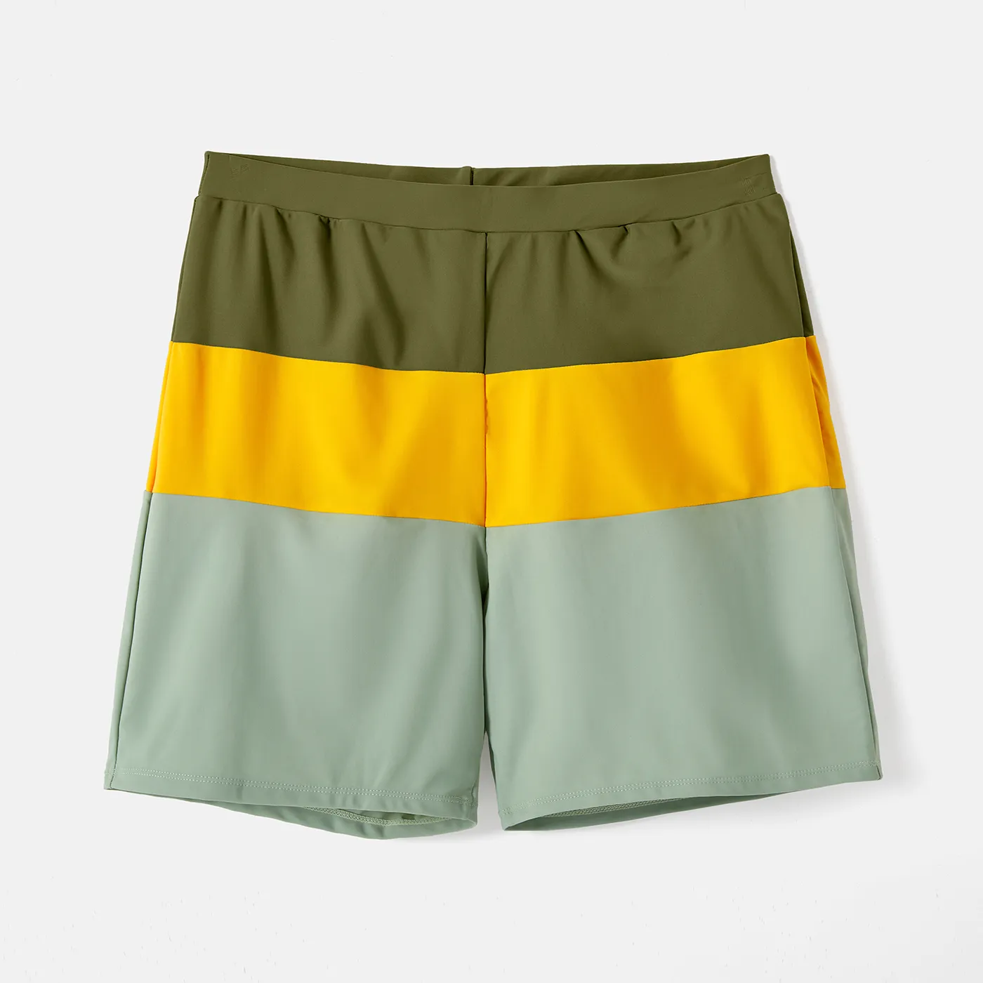 Family Matching Colorblock One Shoulder One-piece Swimsuit and Swim Trunks  big image 12