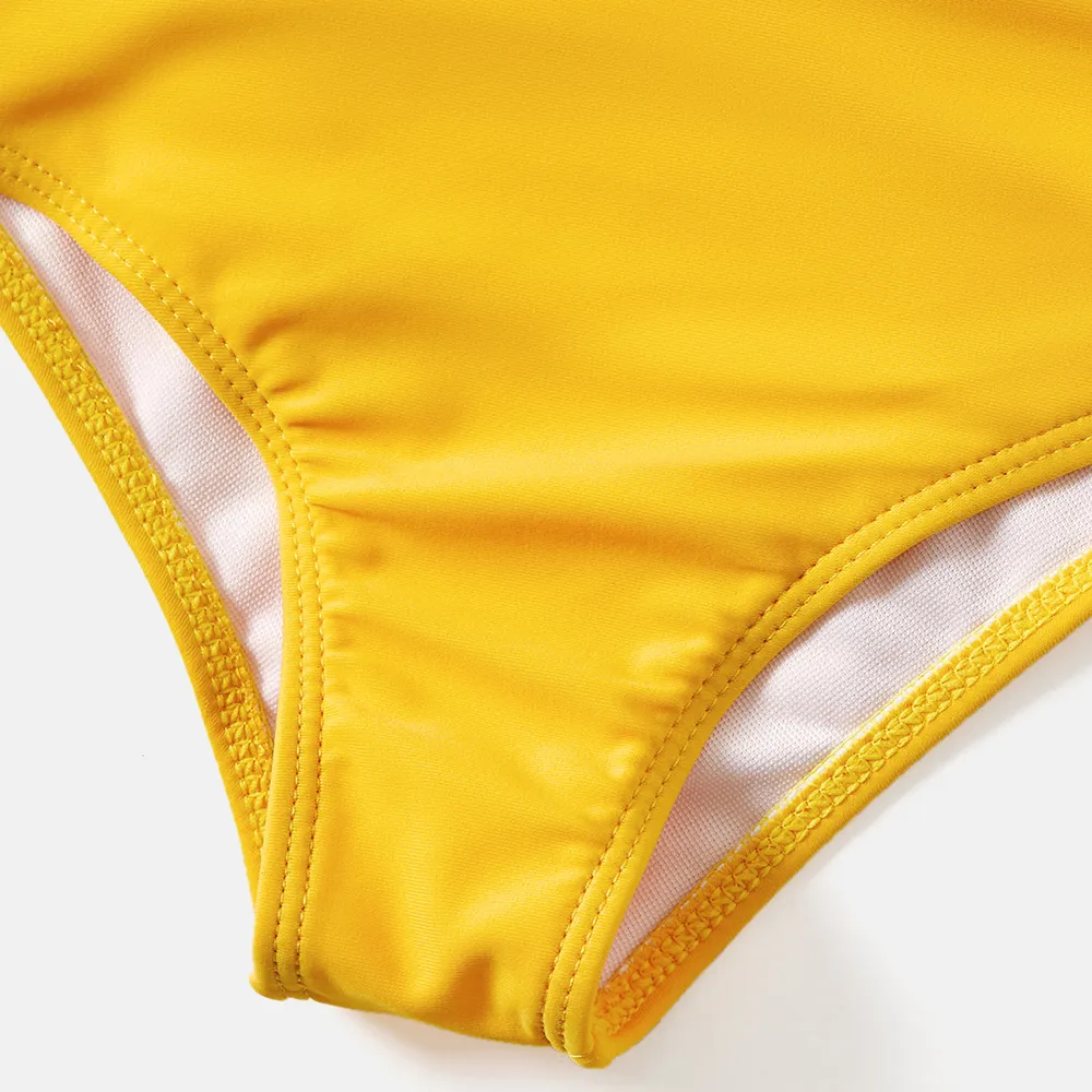 Family Matching Colorblock One Shoulder One-piece Swimsuit and Swim Trunks big image 10