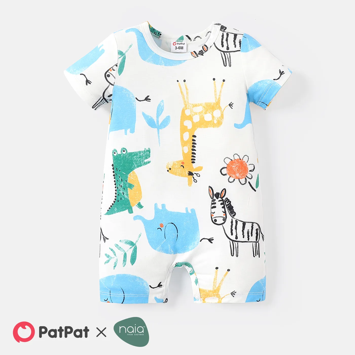 

Naia™ Baby Boy Allover Animal Print Short-sleeve Romper