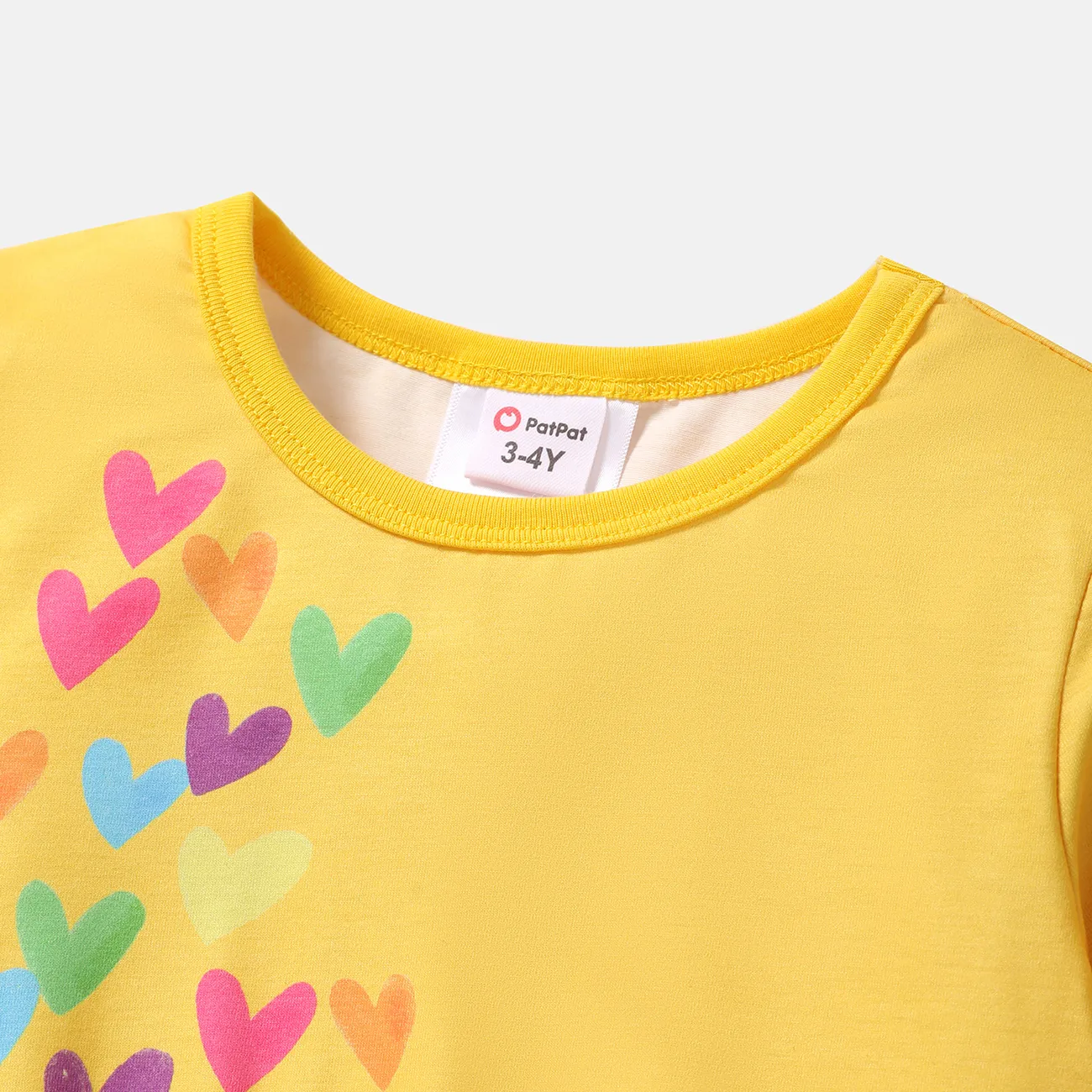 Care Bears Toddler Girl Rainbow/Heart Print/Polks dots Long-sleeve Dress Yellow big image 1