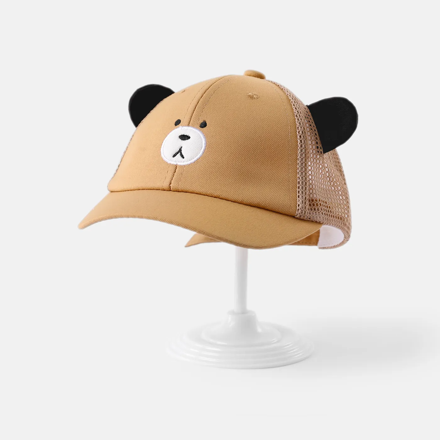 Toddler / Kid Cute Cartoon Little Bear Trucker Hat (The style of the hat adjustment buckle is random) Khaki image 2