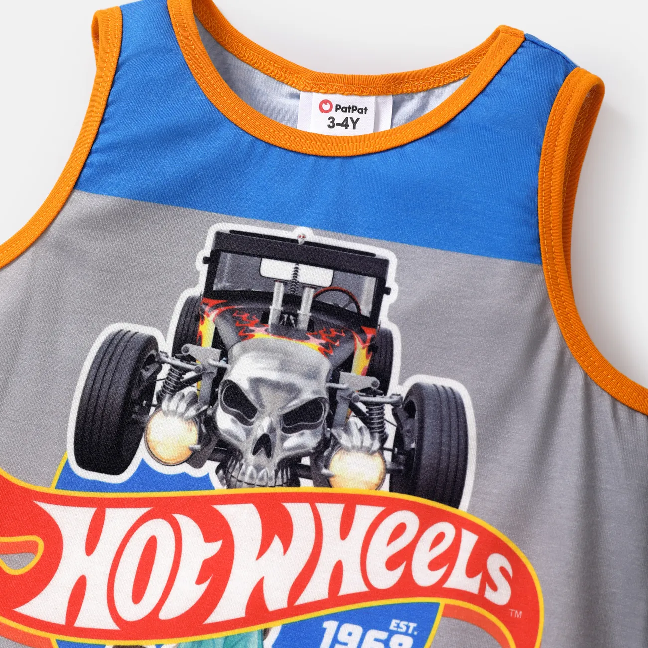 Hot Wheels 2件 小童 男 布料拼接 前衛 背心套裝 藍色 big image 1