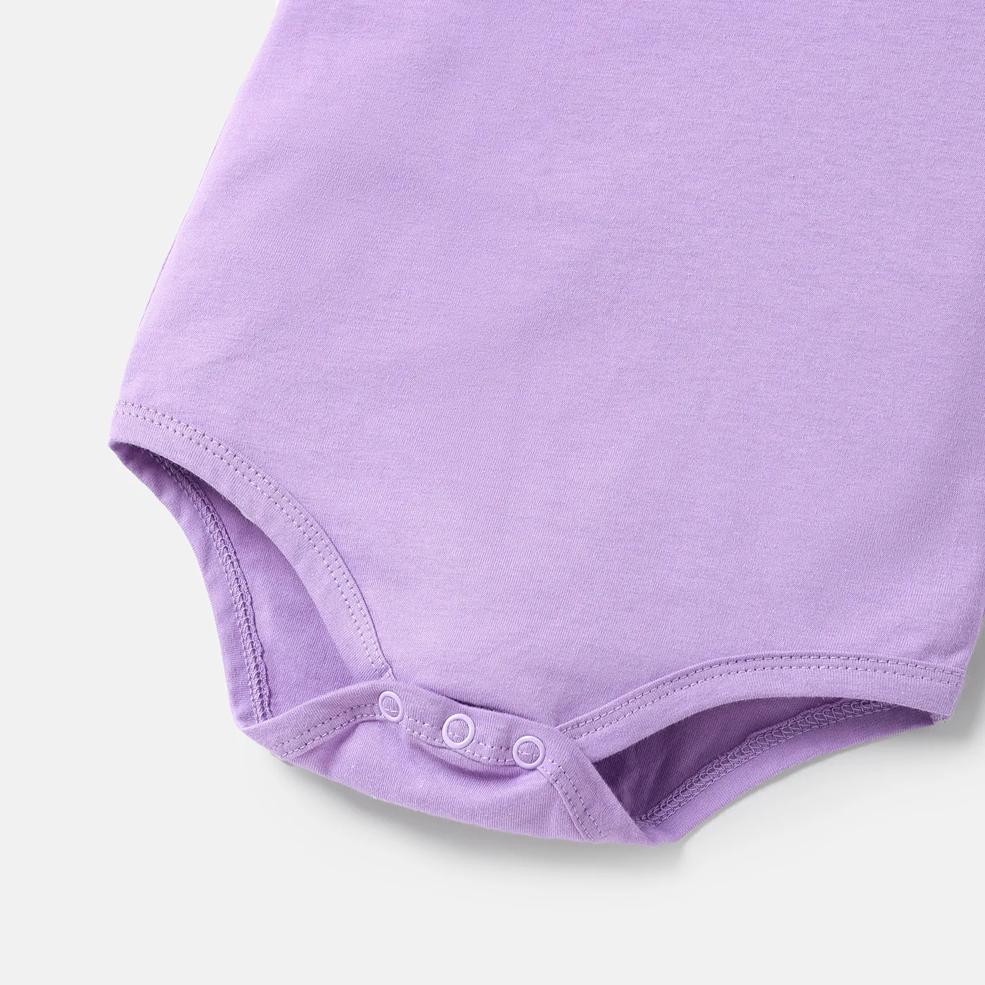 3pcs Baby Girl 100% Cotton Ruffle-sleeve Romper and Floral Print Shorts & Headband Set Purple image 5