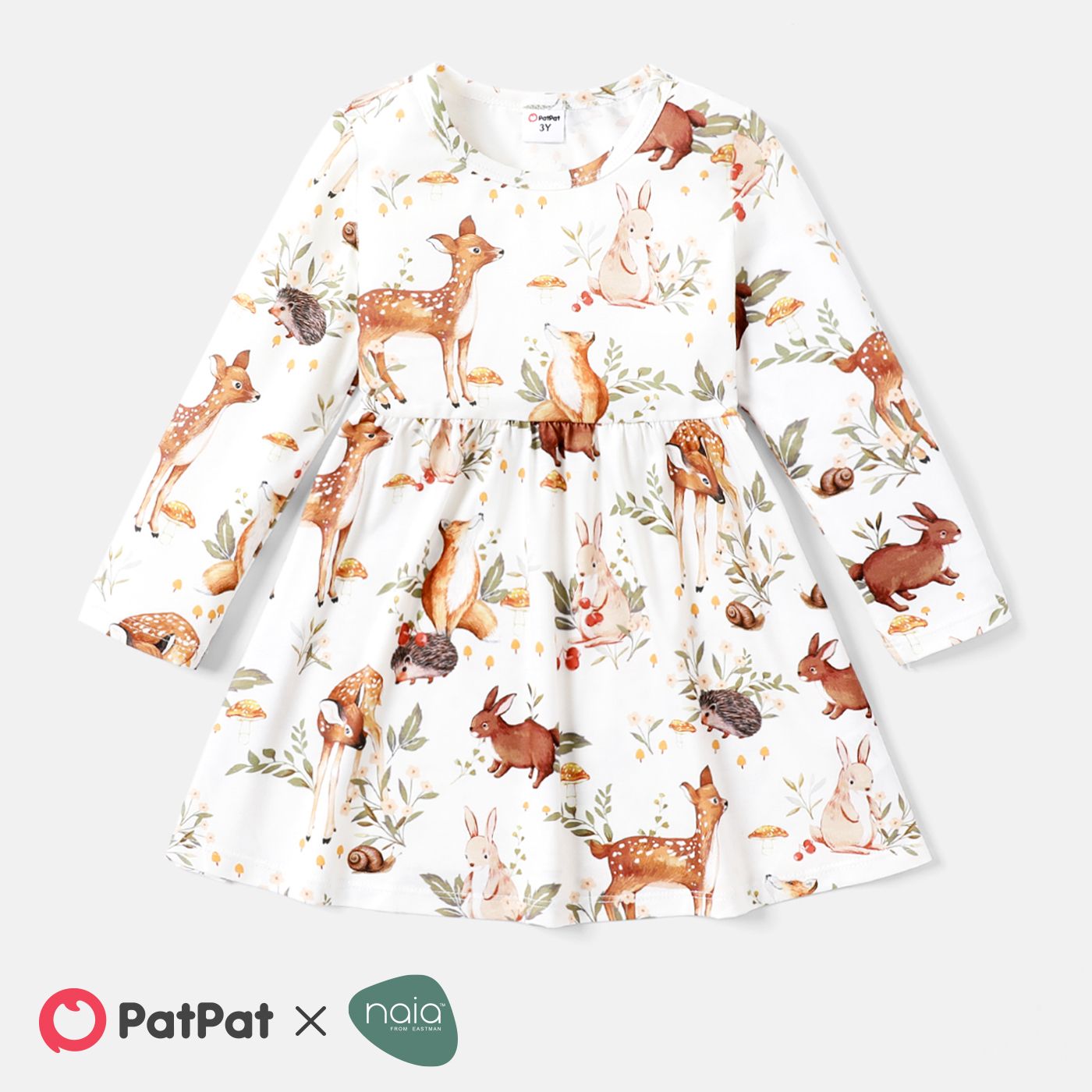 Robe à Manches Longues à Imprimé Animal Pour Petite Fille