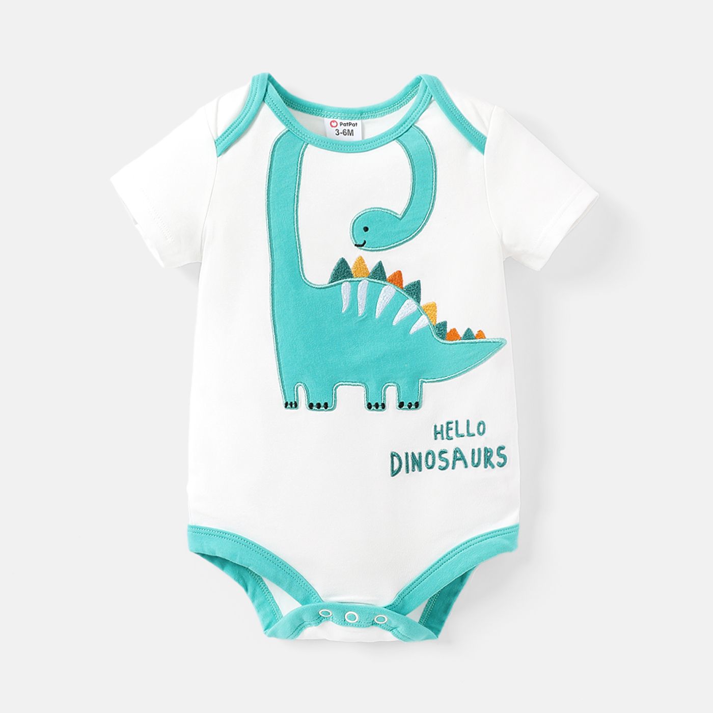 

Baby Girl/Boy Cotton Dinosaur Embroidered Short-sleeve Romper