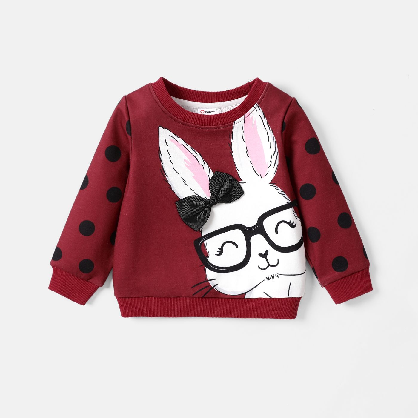 

Baby Girl Rabbit Graphic Polka Dot Print Long-sleeve Naia™ Sweatshirt