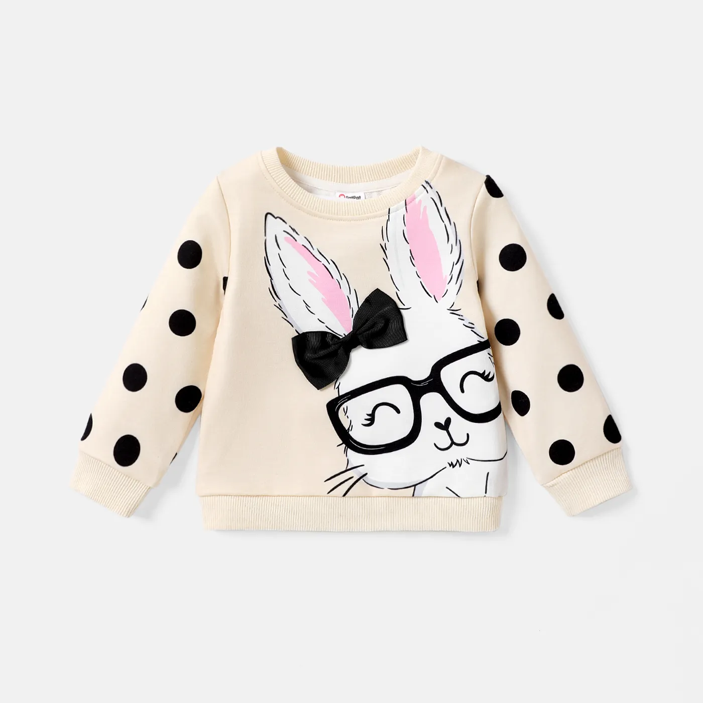 Baby Girl Rabbit Graphic Polka Dot Print Long-sleeve Naiaâ¢ Sweatshirt