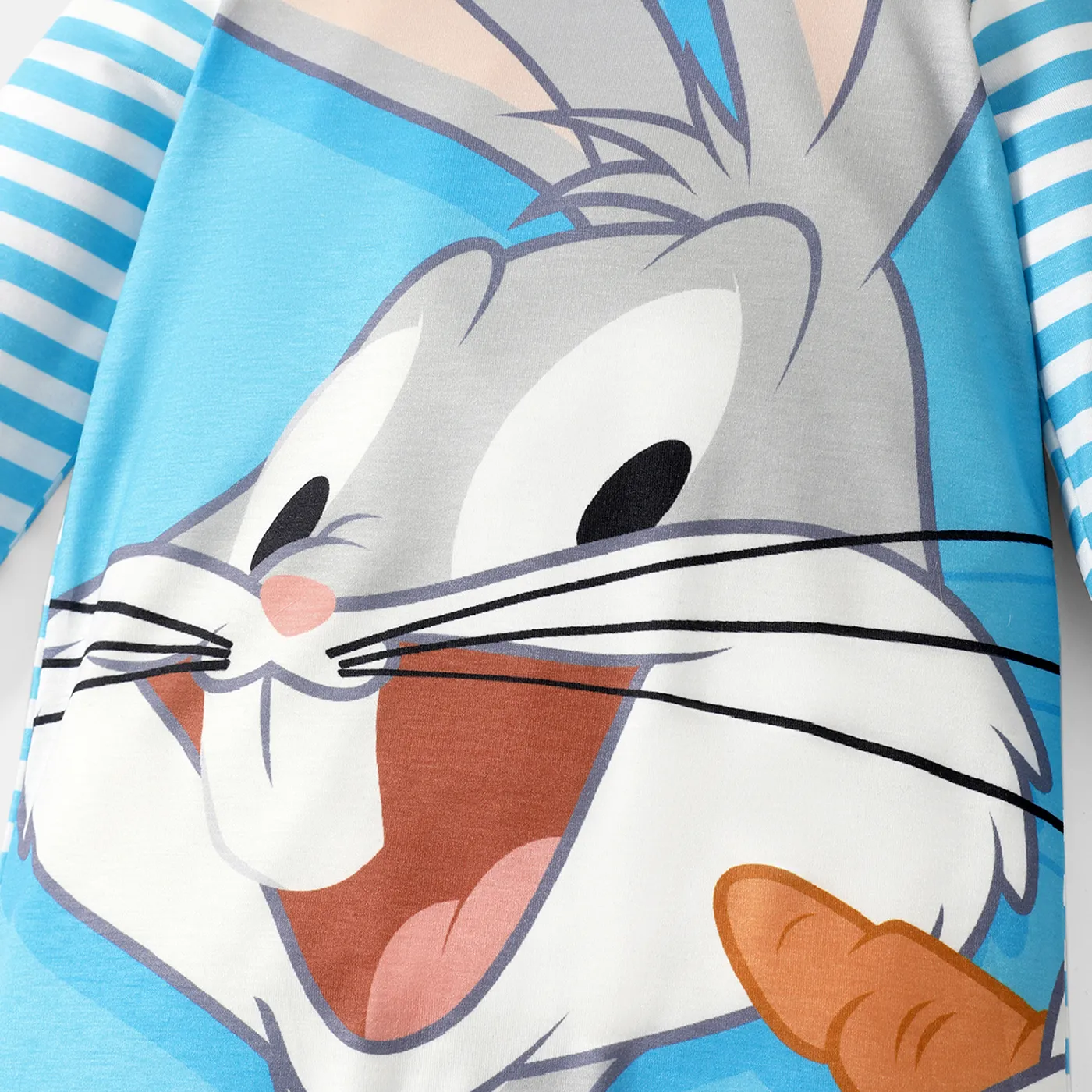 Looney Tunes Baby Boy/Girl Cartoon Animal Print Striped Long-sleeve Naia™ Jumpsuit BLUEWHITE image 3