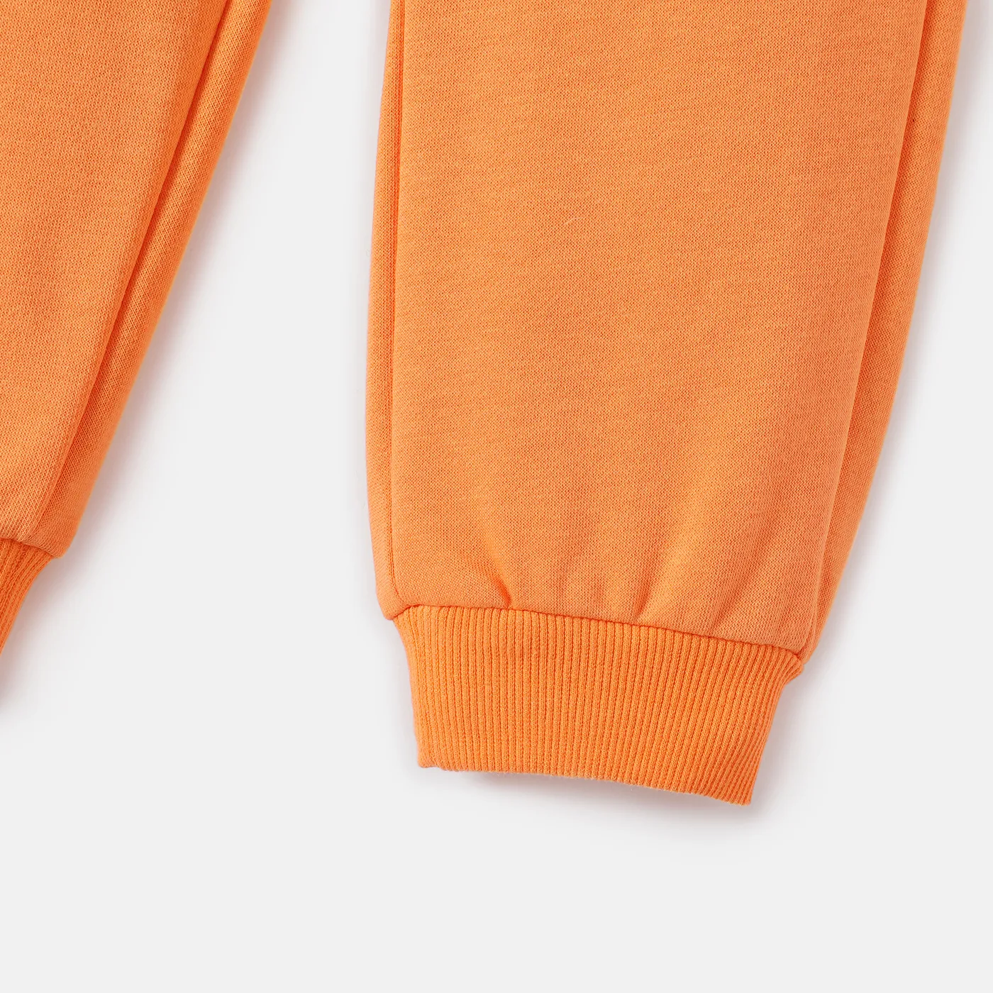 2pcs Toddler Boy Zipper Design Letter Embroidered Sweatshirt and Pants Set Orange image 4