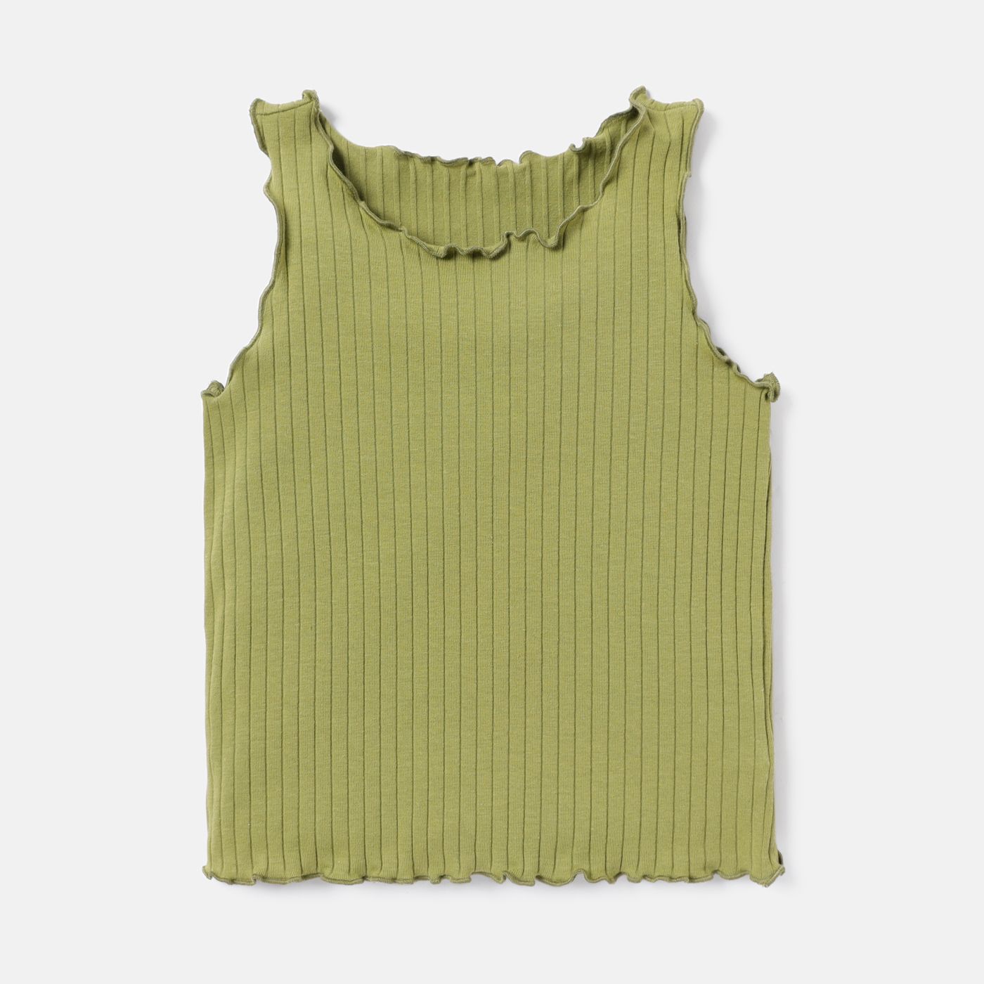 

Toddler Girl Solid Color Lettuce Trim Sleeveless Tee