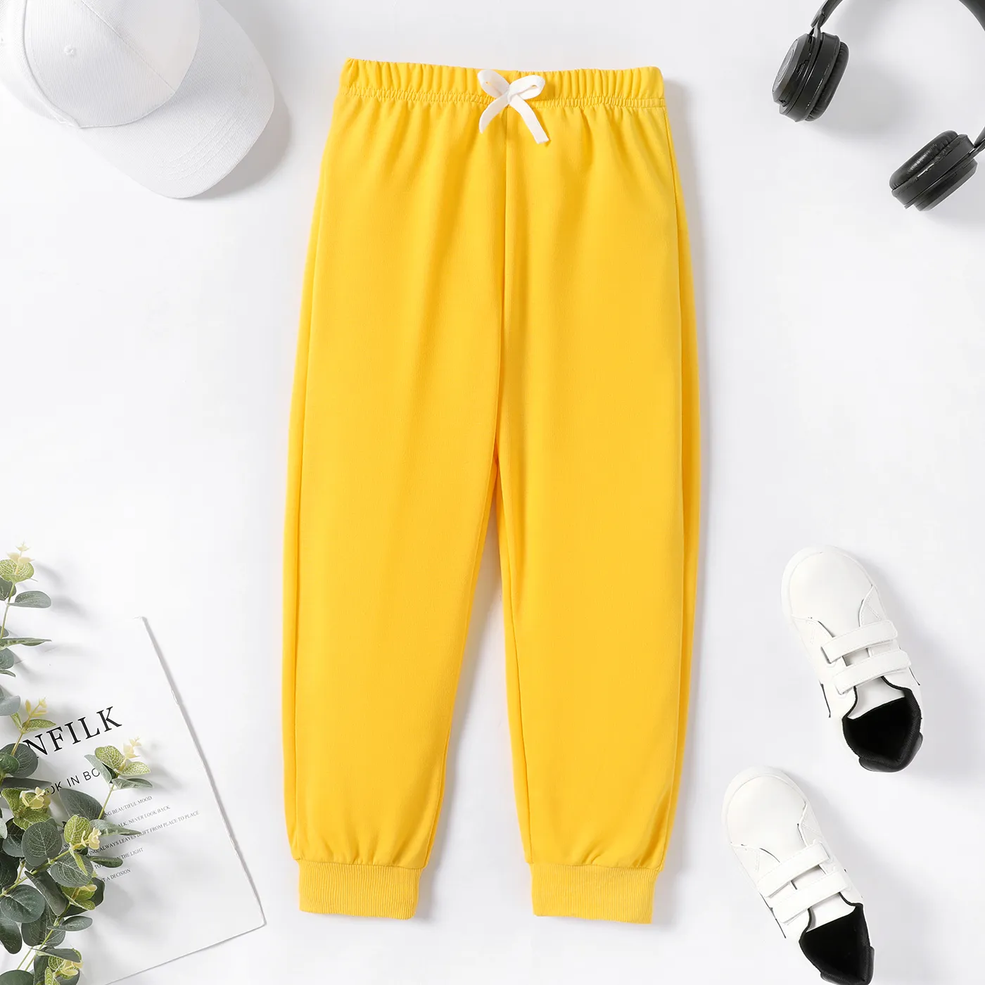 Kid Boy/Kid Girl Solid Color Elasticized Pants Yellow image 6