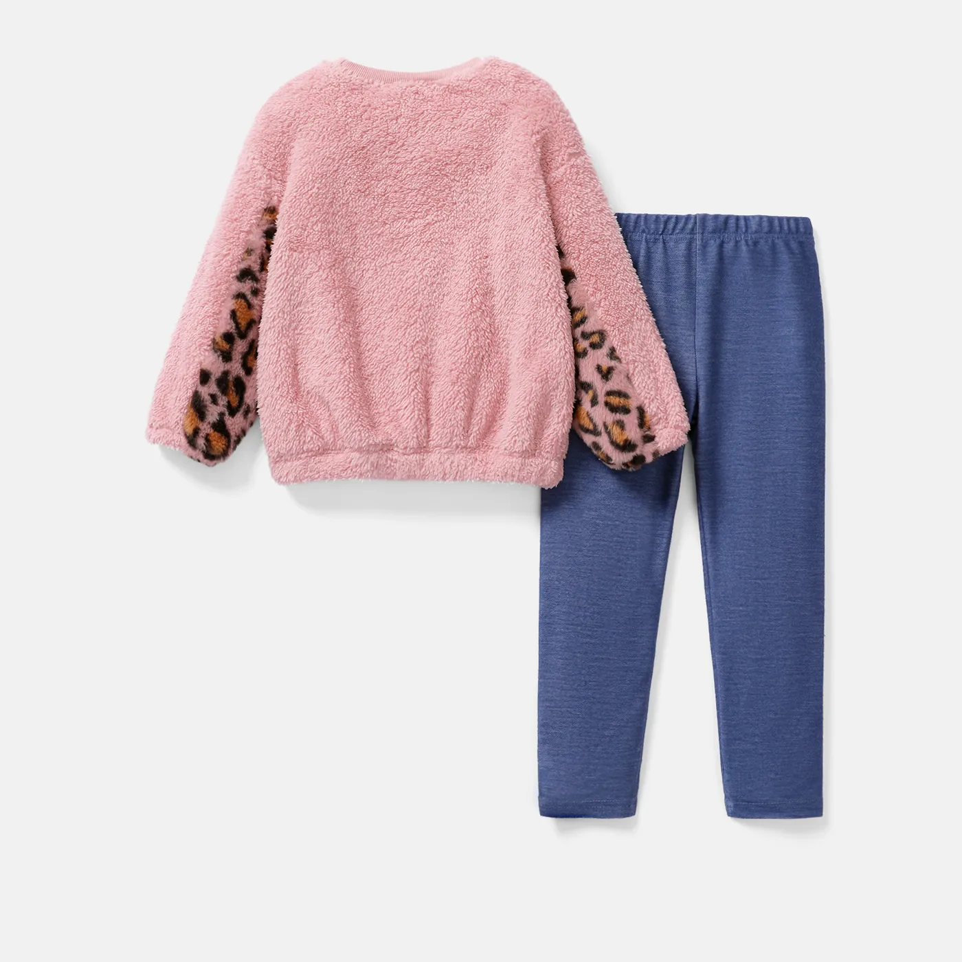 L.O.L. SURPRISE! 2pcs Toddler Girl 100% Cotton Leopard Print Splice Fleece Sweatshirt and Leggings Set Light Pink image 6