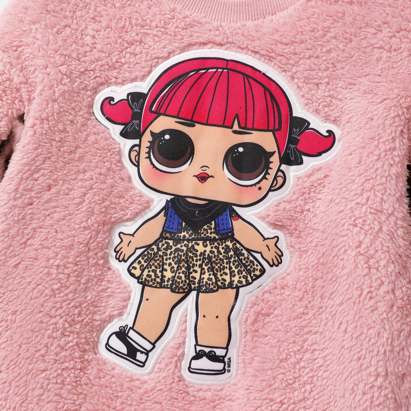 L.O.L. SURPRISE! 2pcs Toddler Girl 100% Cotton Leopard Print Splice Fleece Sweatshirt and Leggings Set Light Pink image 2