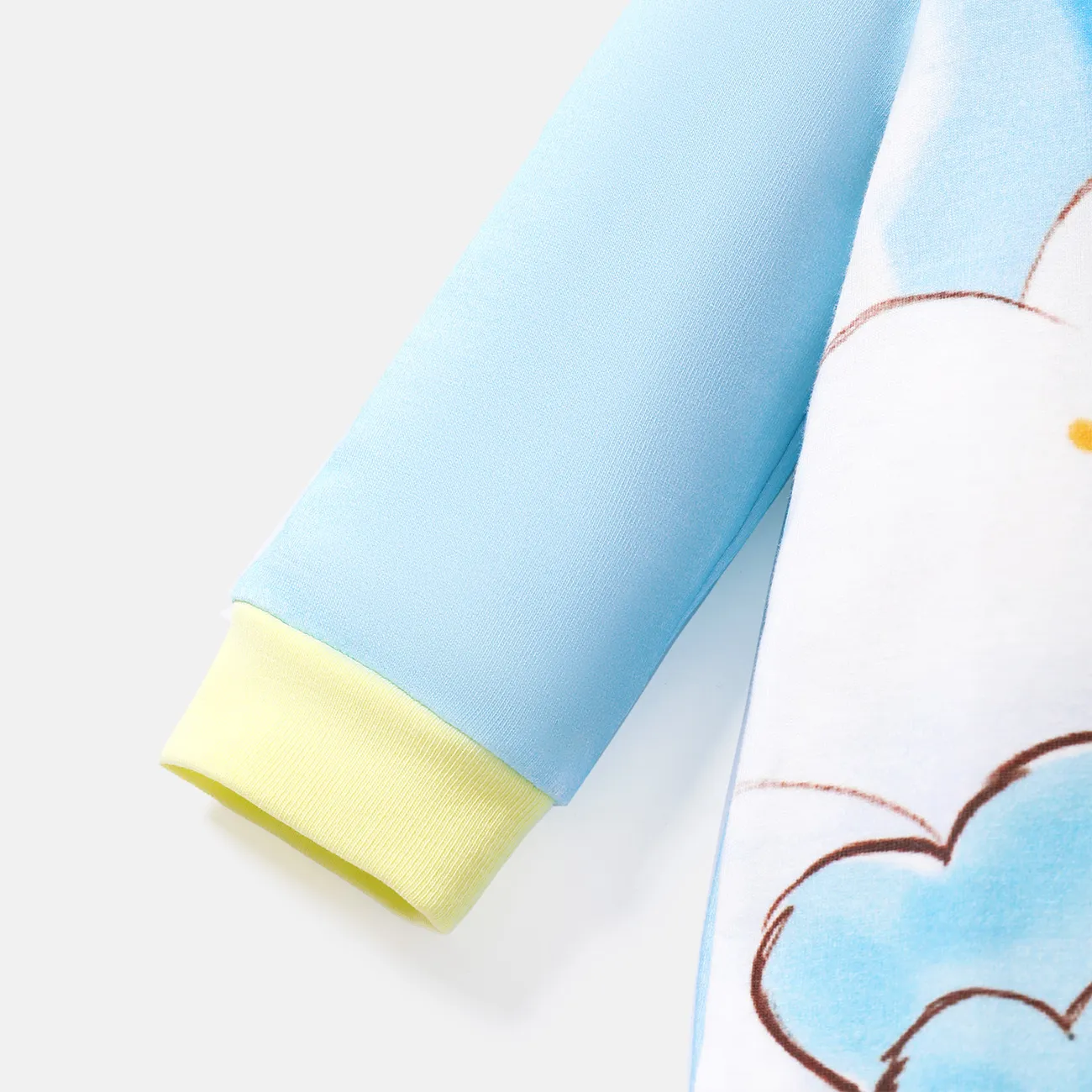 Care Bears Baby Boy/Girl Bear & Rainbow Print Long-sleeve Cotton Jumpsuit Azure- big image 1