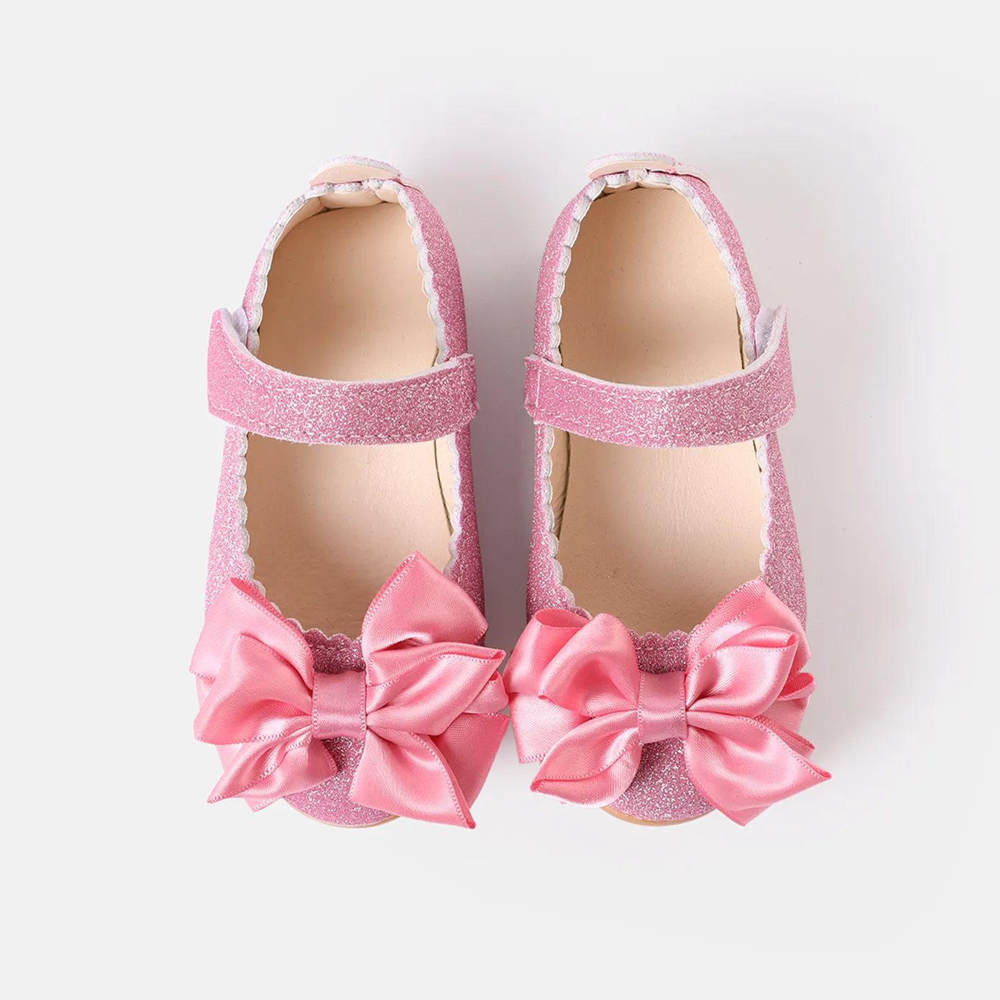 Toddler / Kid Bow Decor Glitter Mary Jane Shoes Light Pink
