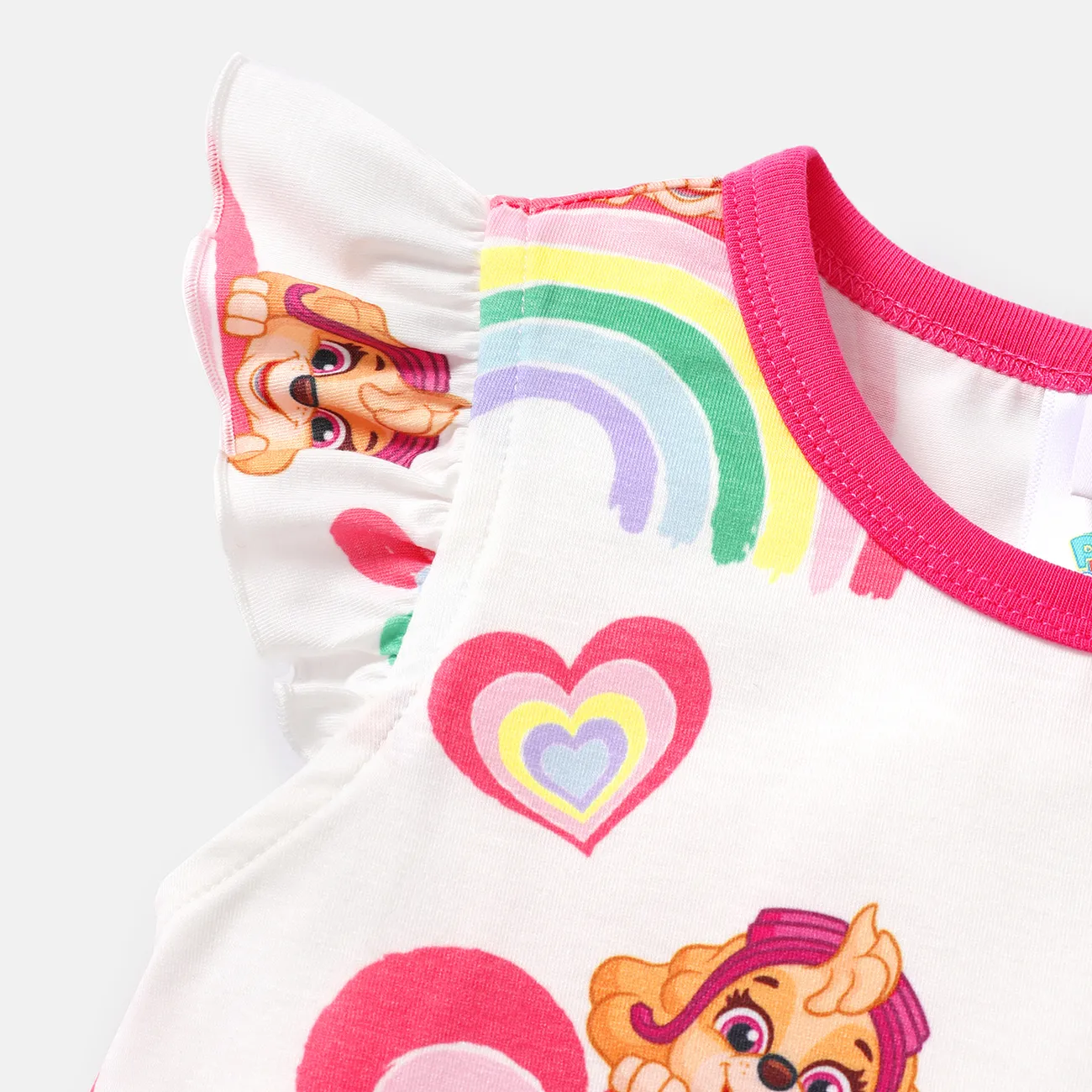 PAW Patrol Toddler Girl Rainbow Print Flutter-sleeve Dress Colorful big image 1