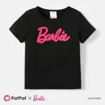 Barbie Toddler/Kid Girl Letter Embroidered Short-sleeve Cotton Tee Black