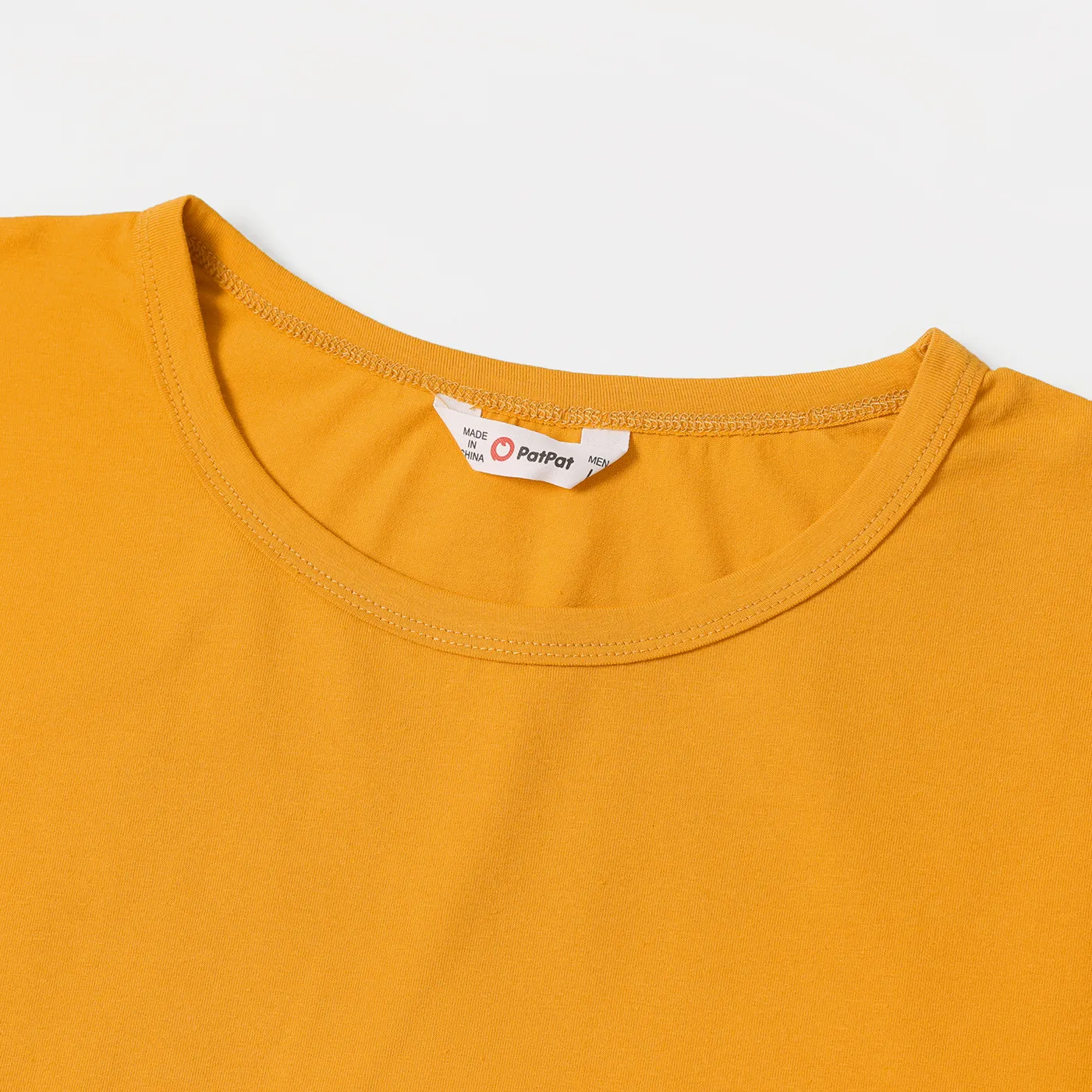 Family Matching Cotton Short-sleeve Colorblock T-shirts and Floral Print Off Shoulder Belted Dresses Sets  big image 18