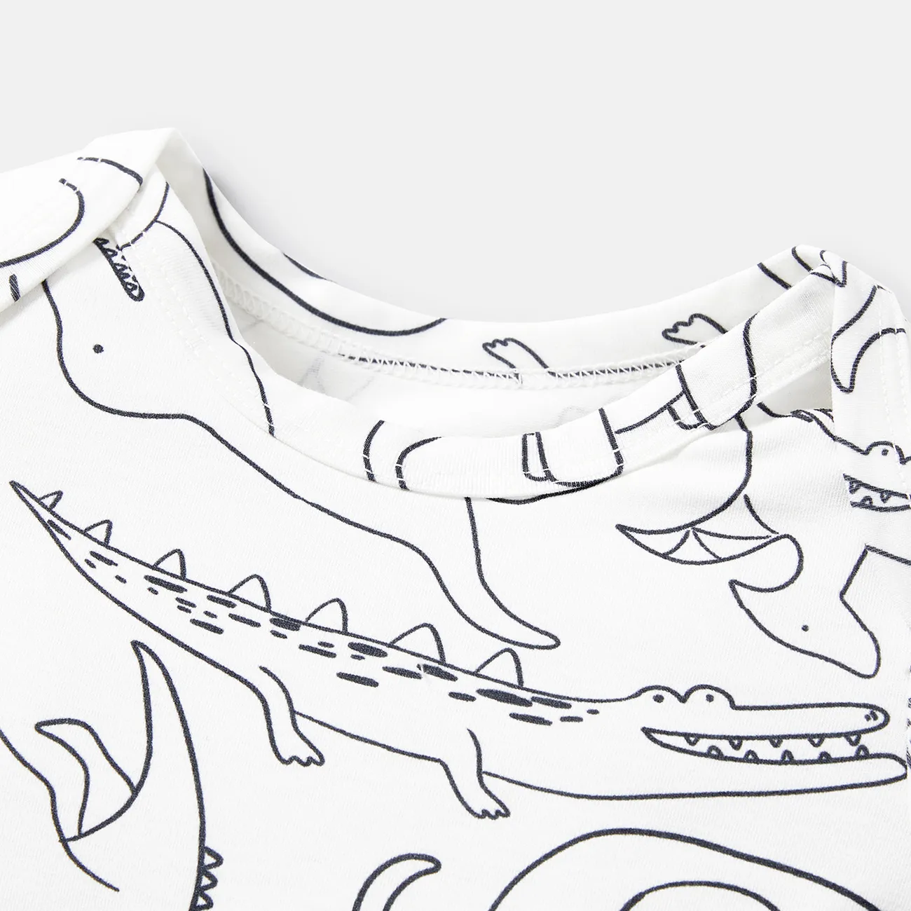 dinosauro del neonato/stampa della lettera/pagliaccetti a maniche corte blu Bianco big image 1