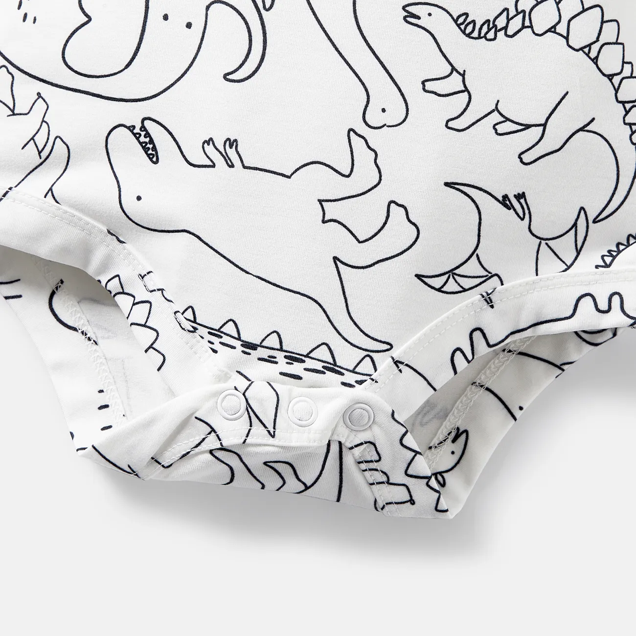 peleles de manga corta de dinosaurio/letra estampada/azul para bebé niño Blanco big image 1