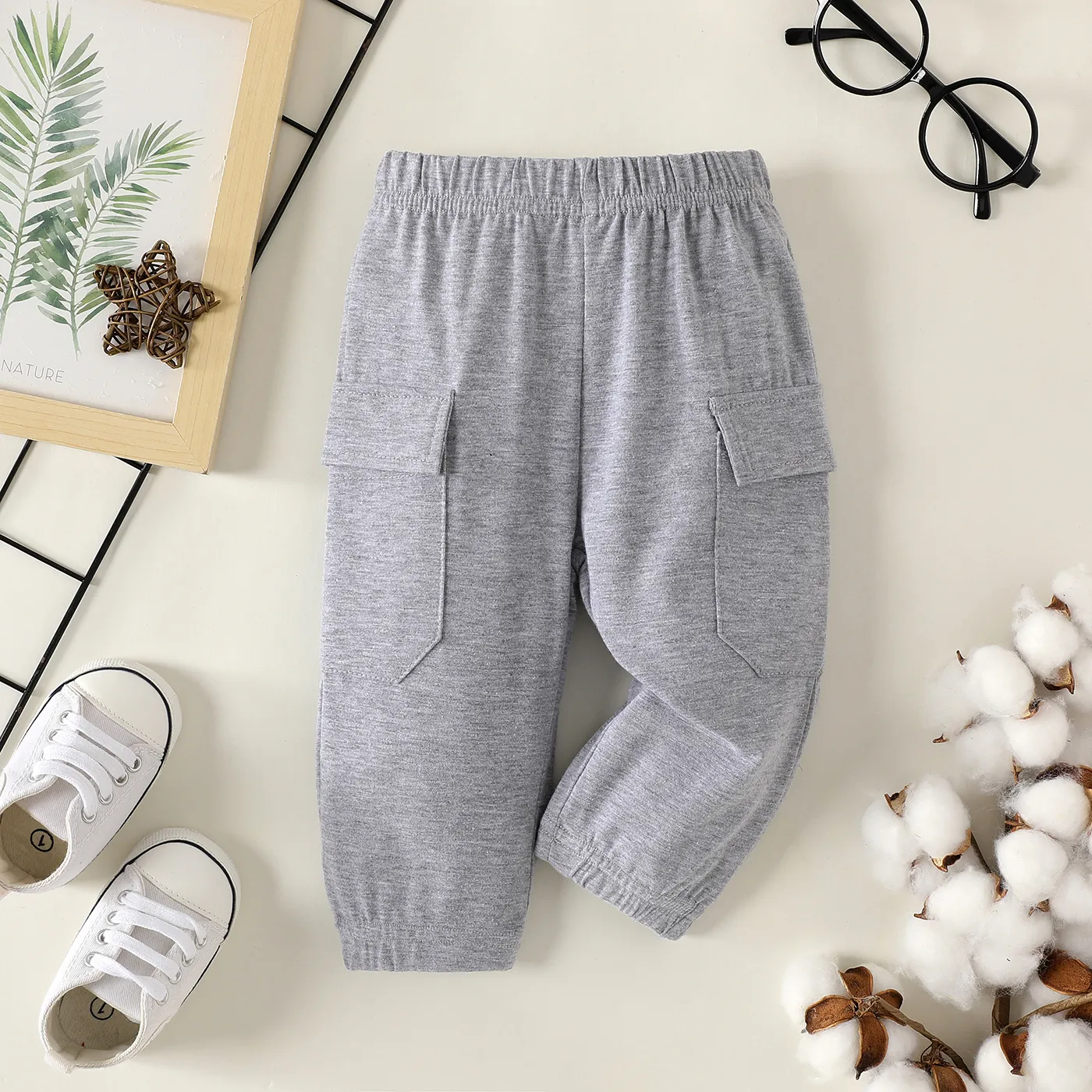 Baby Boy Letter Print Sweatshirt/ Pocket Design Sweatpants/ Sports Shoes