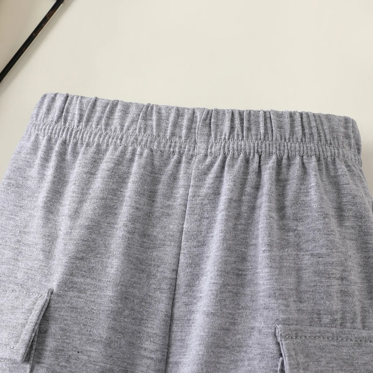 Baby Boy/Girl Solid Flap Pocket Cargo Pants Grey big image 1