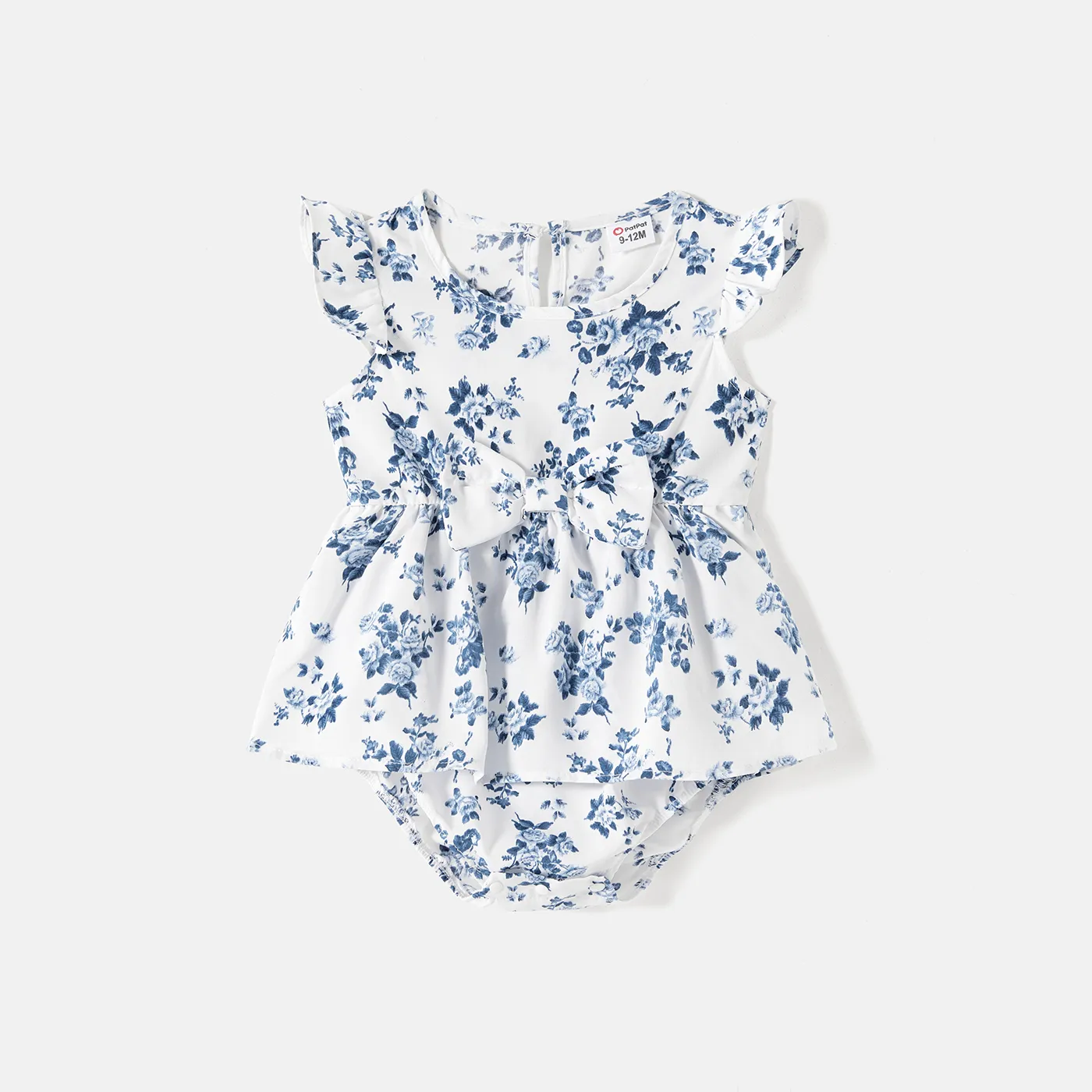 Family Matching Allover Floral Print Shirred Tiered Dresses and Short-sleeve Colorblock T-shirts Sets  big image 1