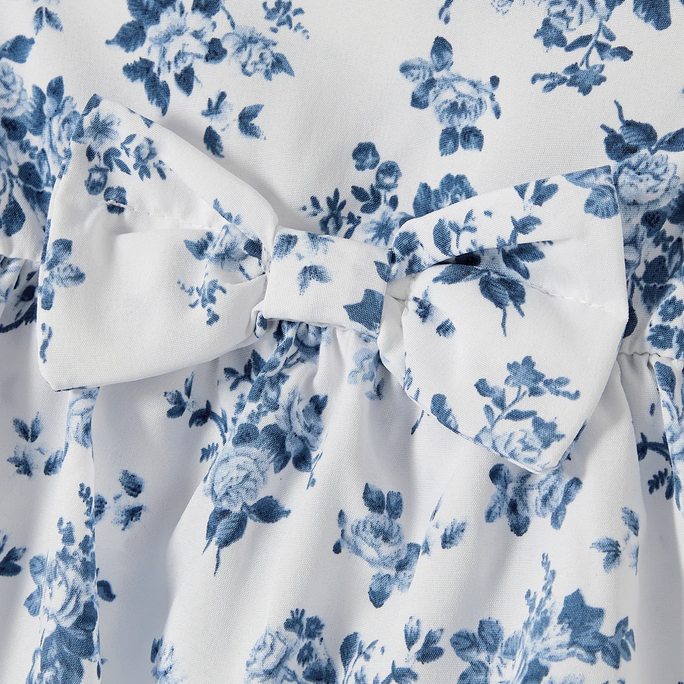 Family Matching Allover Floral Print Shirred Tiered Dresses and Short-sleeve Colorblock T-shirts Sets  image 4