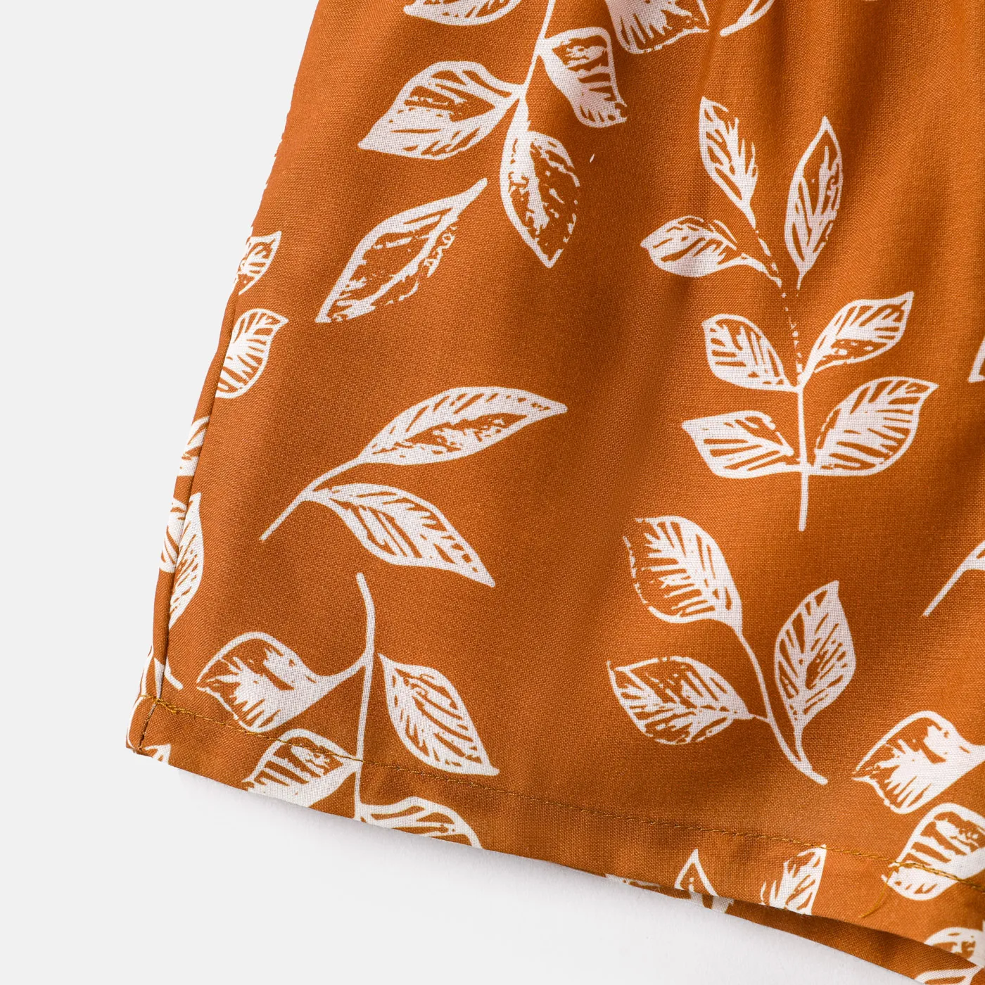 Toddler Girl Floral Leaf Print Button Design Slip Rompers Jumpsuit Shorts Coffee image 5