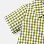 Baby Boy Gingham Short-sleeve Button Up Shirt GrayGreen image 4