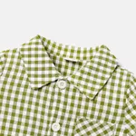 Baby Boy Gingham Short-sleeve Button Up Shirt GrayGreen image 3