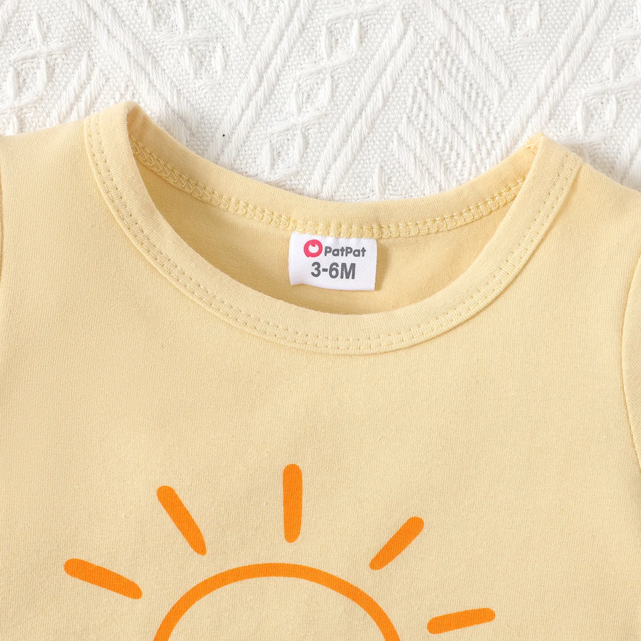 Baby Boy/Girl 95% Cotton Sun Print Short-sleeve Tee Beige big image 1