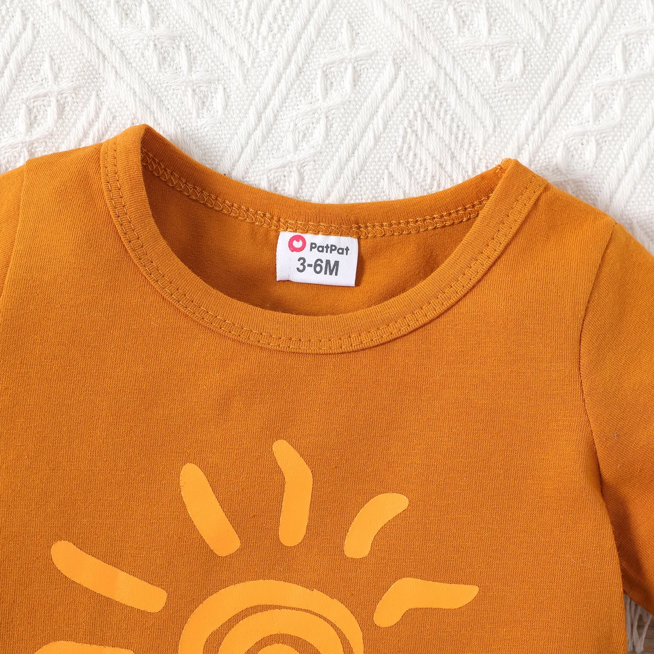 Baby Boy/Girl 95% Cotton Sun Print Short-sleeve Tee Brown big image 1