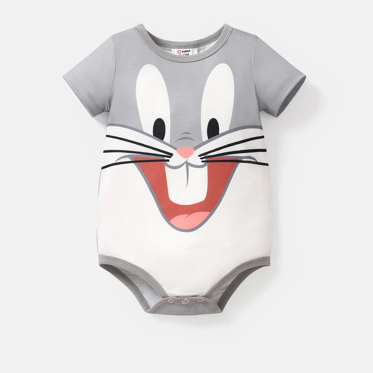Looney Tunes 復活節 嬰兒 女 多種動物 休閒 短袖 連身衣 灰色 big image 1