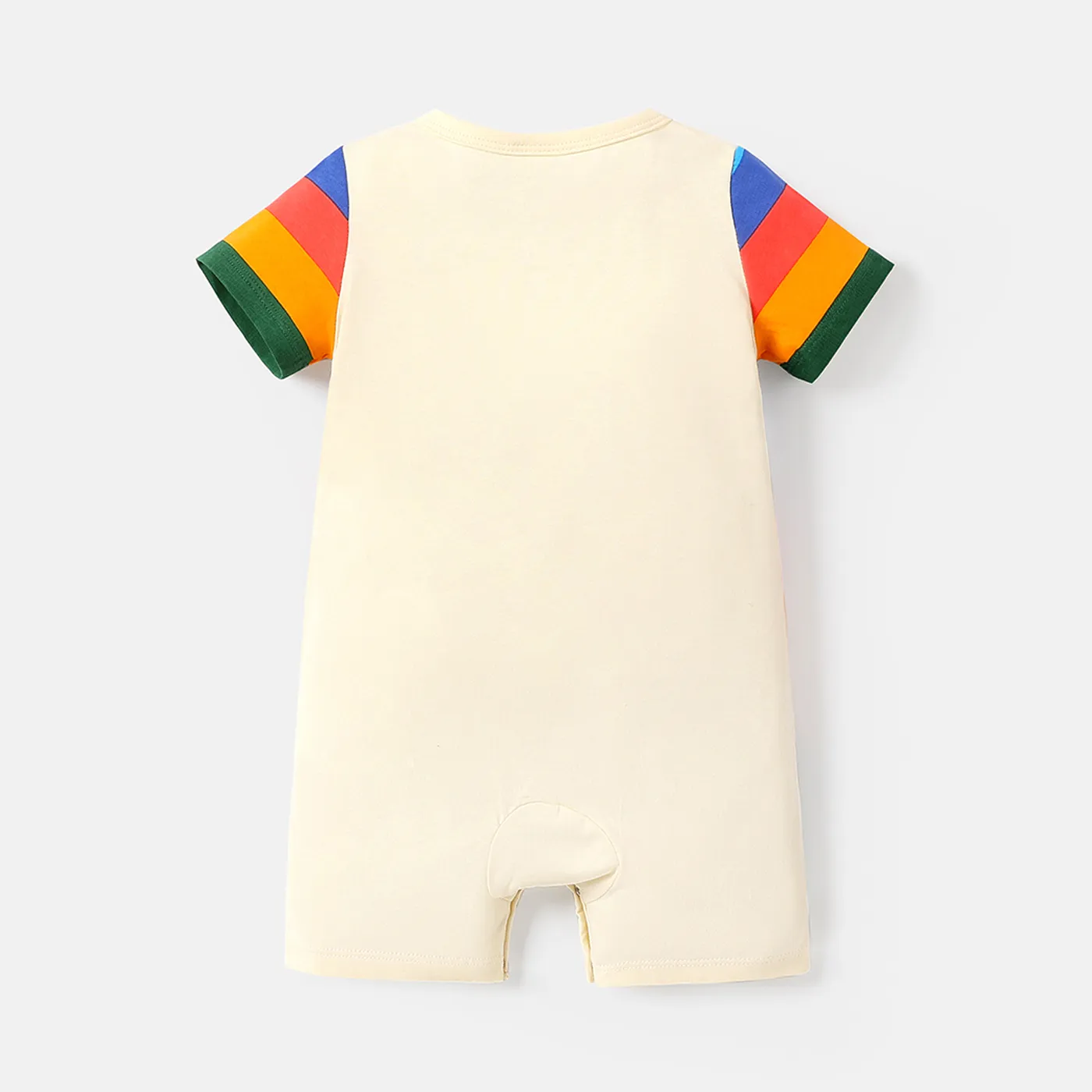 Baby Girl/Boy 100% Cotton Rainbow Striped Short-sleeve Romper Colorful image 2