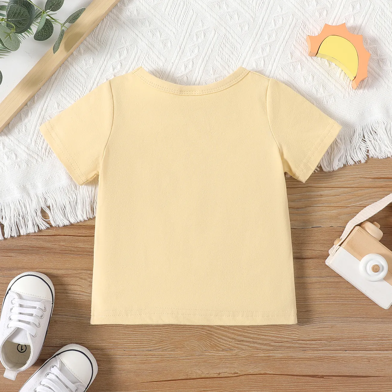Baby Unisex Kindlich Kurzärmelig T-Shirts Beige big image 1