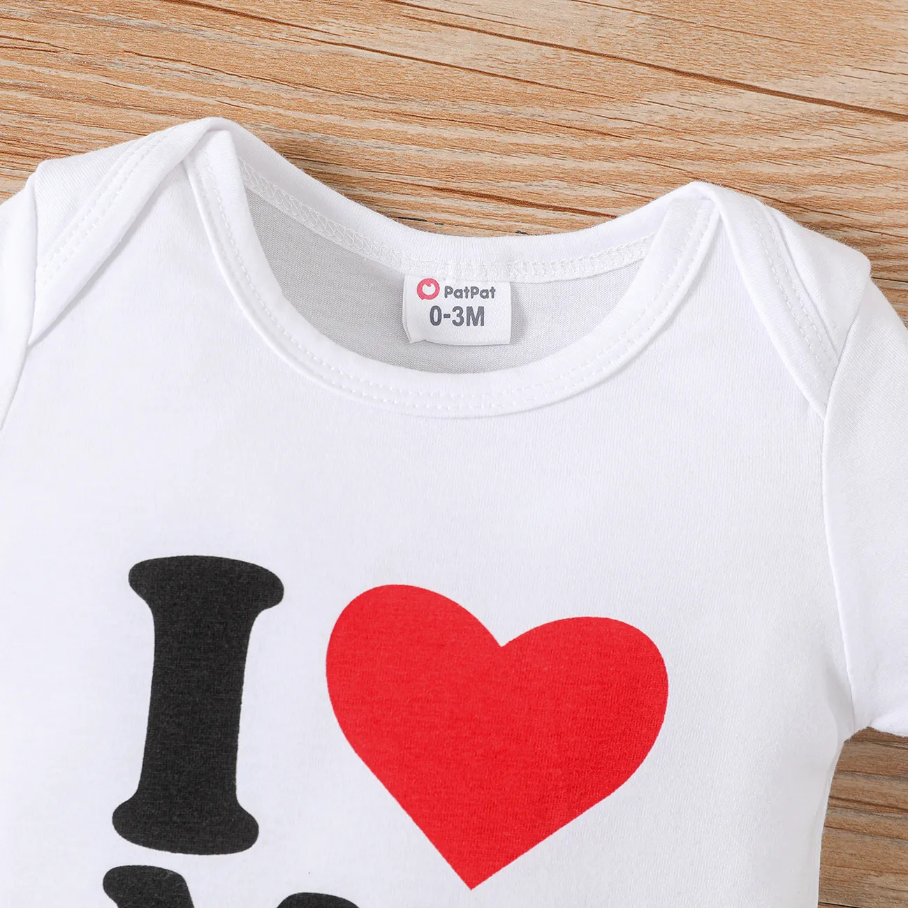 Baby Boy/Girl Heart & Letter Print Short-sleeve Romper White big image 1