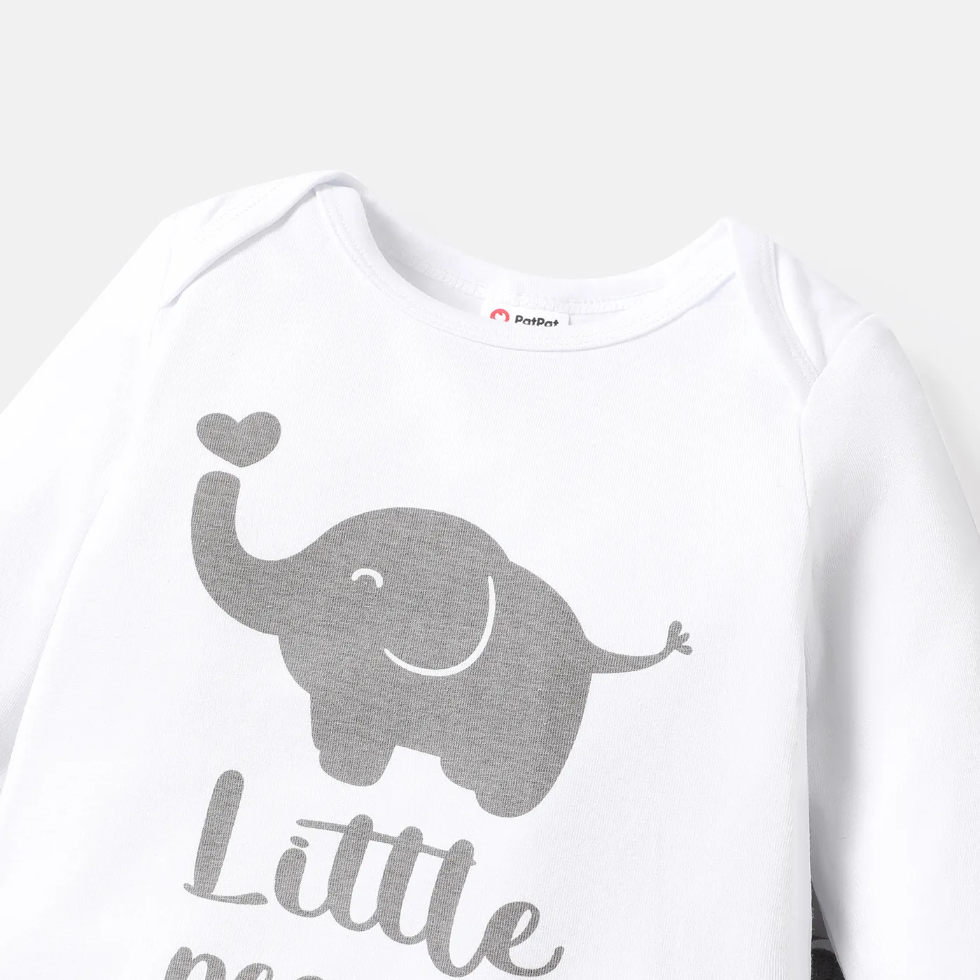 3 unidades Bebé Unissexo Botão Elefante Casual Manga comprida Conjunto para bebé  image 3