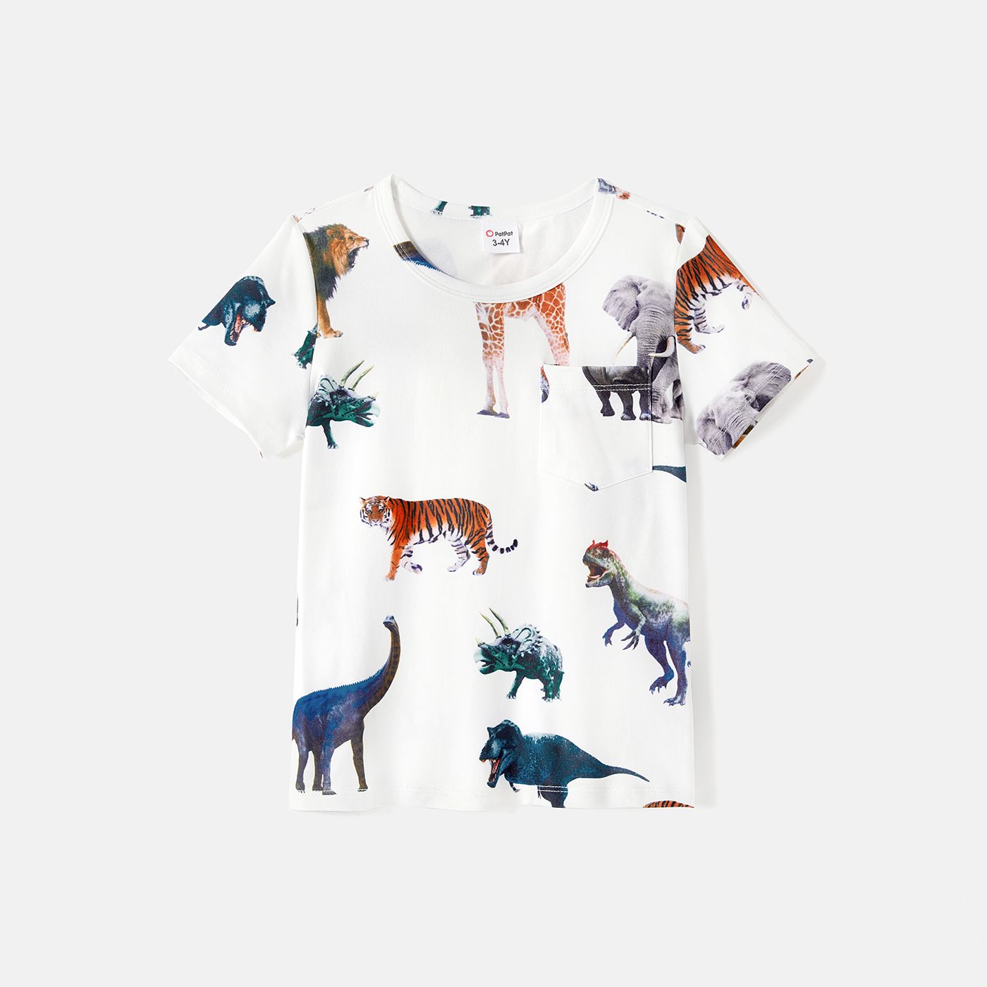T-shirts En Coton Assortis à La Famille Et Ensembles De Robes Moulantes Froncées à Cordon De Serrage à Imprimé Dinosaure Sur Toute La Surface