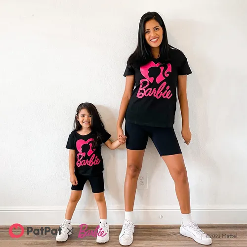 Barbie Mommy and Me Cotton Short-sleeve Heart & Letter Print Short-sleeve T-shirts