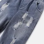 2pcs Baby Boy/Girl Rainbow Geo Print Long-sleeve Sweatshirt and Ripped Jeans Set  image 4